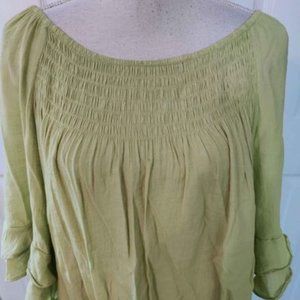Womens 3/4 Ruffled Sleeve Asymmetrical Hem Top Size 22/24W